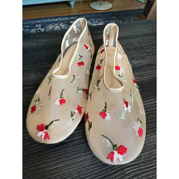 Abing Wang Sheer Flower Flats with Leather Trim Sz. 41 - Picture 1 of 7